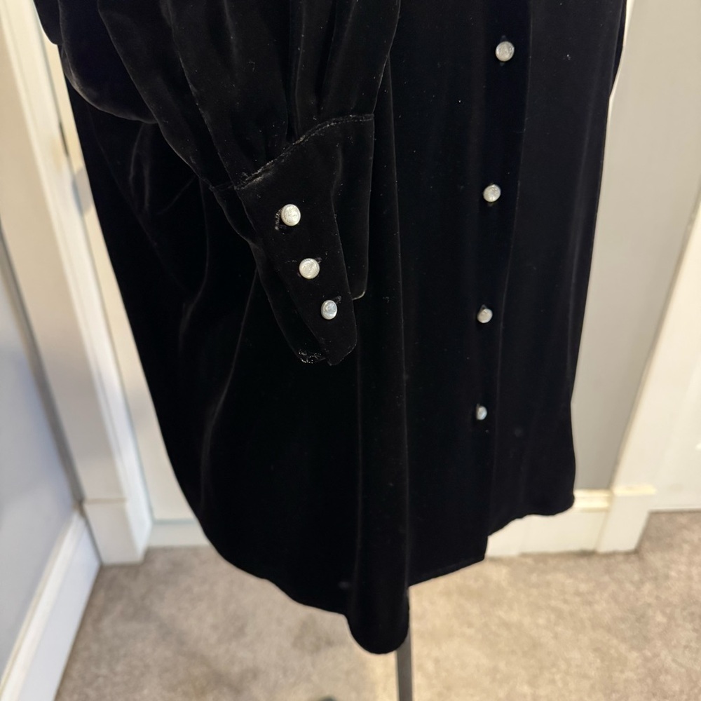 Lauren Ralph Lauren black velvet button up blouse shirt, top jacket size 16W - Picture 5 of 9